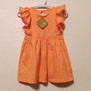 Crazy 8 Dress baby girl size 6-12m peach pink orange coral flutter sleeves New